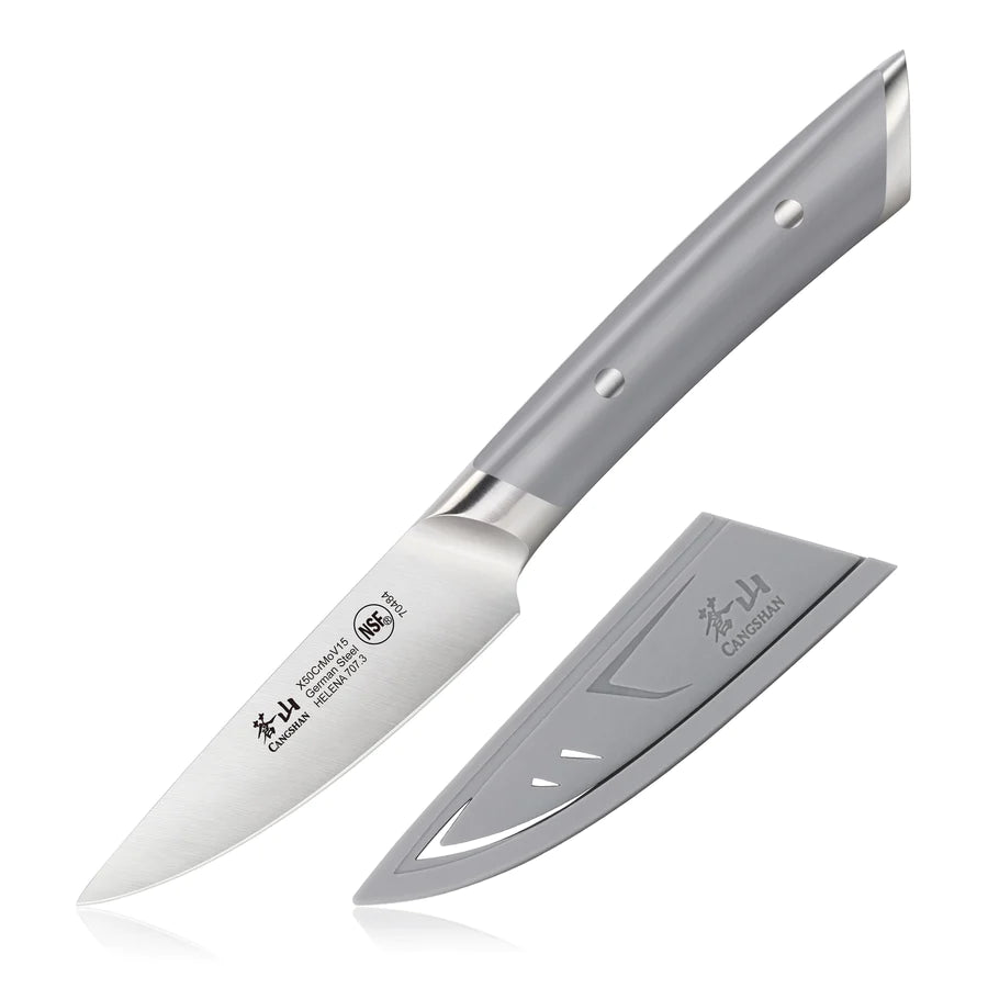 3.5" Helena Series German Steel Forged Paring Knife with Sheath, Gray