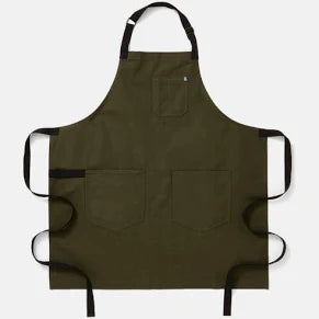 Hedley & Bennett Essential Apron - Olive with Navy Straps